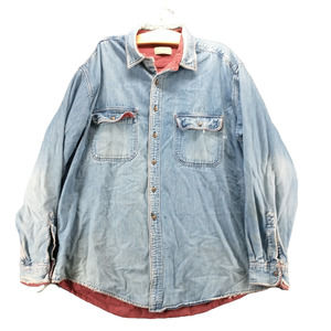 L.L. Bean Men's Flannel Lined Denim Button-Up Shirt Blue XL Tall Pockets Vintage